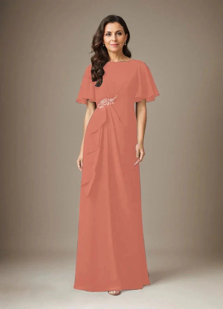 Dark Navy Sheath Beaded Chiffon Dress