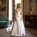 Classic Sexy Wedding Dresses A Line Lace Appliques Long Sleeve Ball Gowns Woman's Formal Bride Beach Party Vesti Dosde Fiesta