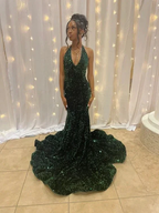 Modern Mermaid V-Neck Sequins Long Formal Evening Dress Y5913