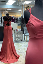 Legacy | Mauve Mermaid Cowl Neck Straps Long Prom Dress