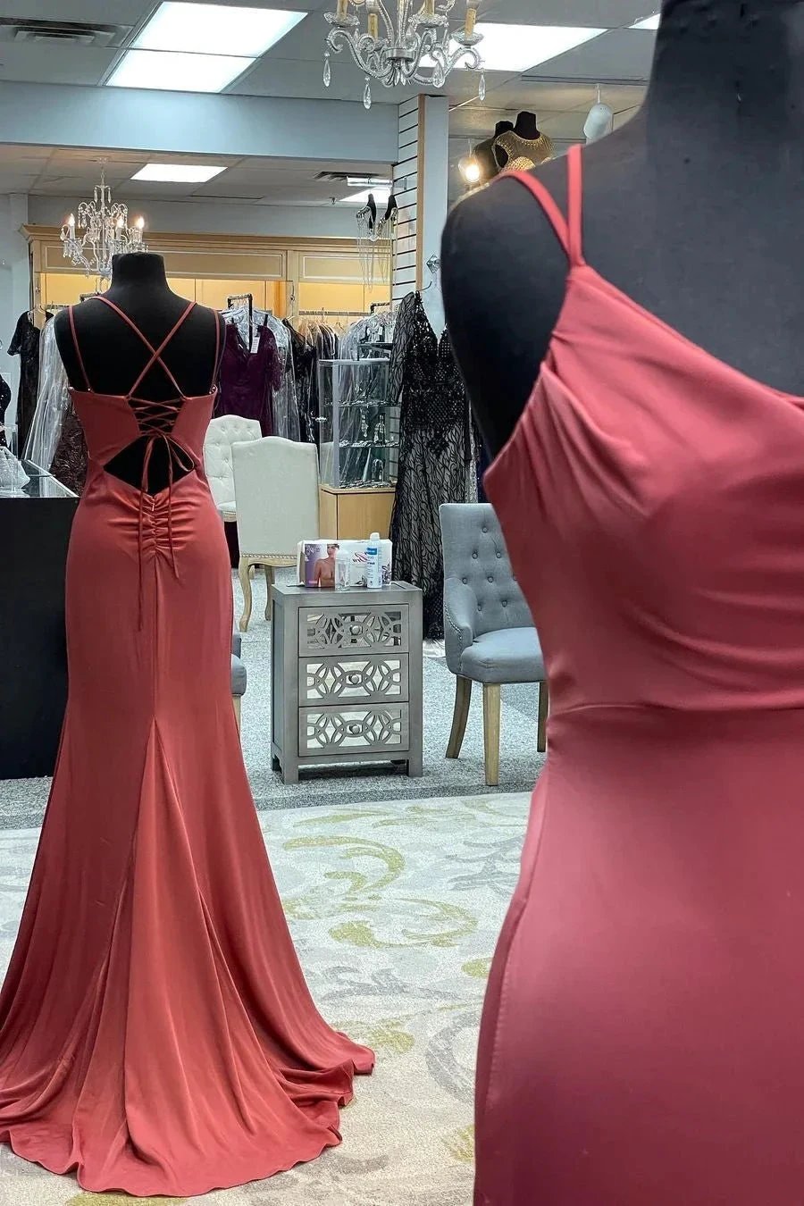 Legacy | Mauve Mermaid Cowl Neck Straps Long Prom Dress