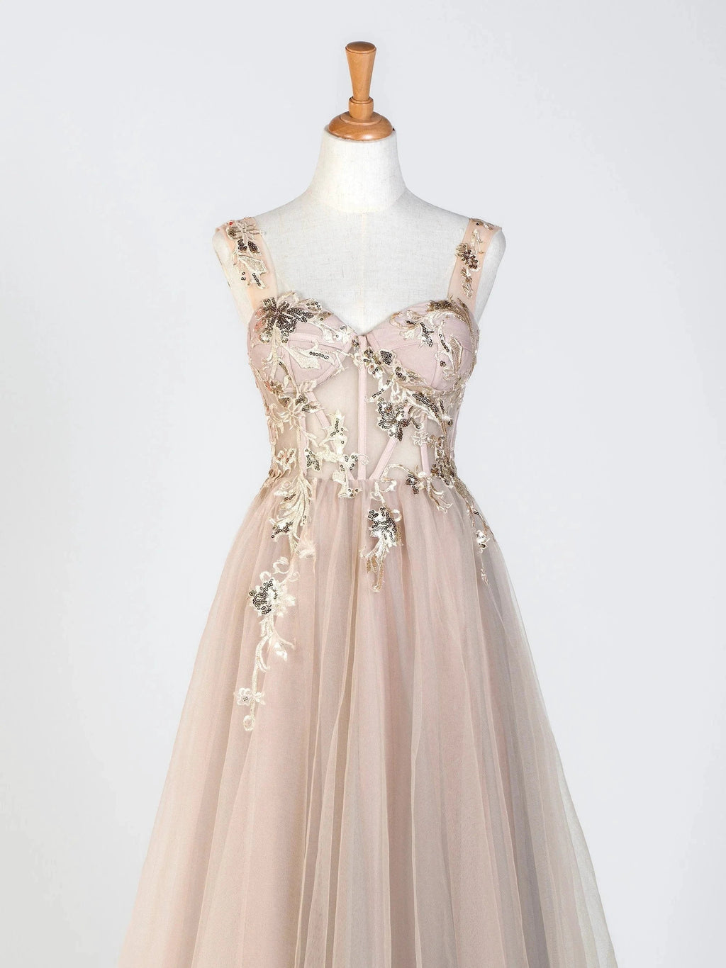 Corset Lace Floor Length Tulle Applique Prom Dress