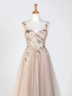 Corset Lace Floor Length Tulle Applique Prom Dress