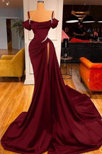 Dark Green Long Off-the-Shoulder Mermaid Prom Dress with Slit