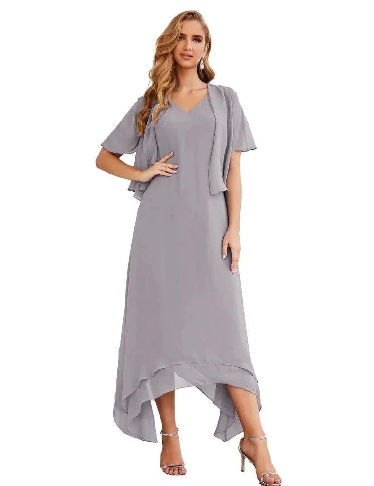 Sunnderly Chiffon Plus Size Mother of Bride Dresses with Jacket Formal Dresses for Wedding SY28073