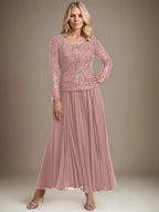 A-line Square Ankle-Length Chiffon Mother of the Bride Dress With Pleated