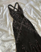 Black Chiffon Beaded Evening Dress Classy Backless Mermaid Prom Dress Y8297