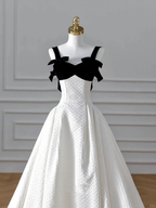 Elegant White Satin A Line Long Prom Dress Evening Dress,Formal Wedding Dress Y8611