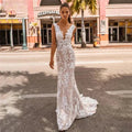 Elegant Lace Mermaid Vestidos De Novia Beach Open Back Sleeveless Wedding Dresses Appliques Vestido De Noiva