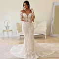 Elegant Wedding Dresses For Women Sweetheart Long Sleeves Bridal Gowns Lace Appliques Backless Robes Vestidos De Novia 2023