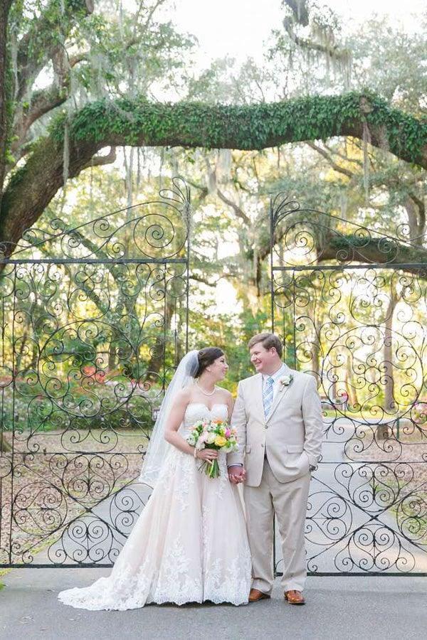 Elegant Sweetheart High Low Blush Wedding Dress with White Lace WD093
