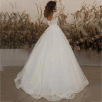 Exquisite Ivory Wedding Dresses Long Sleeve Appliques Lace 3D Flowers Modern Tulle Boho Bride Gown vestidos de novia Beach