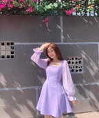 Purple A-line Homecoming Dress Purple Party Dress Y2432