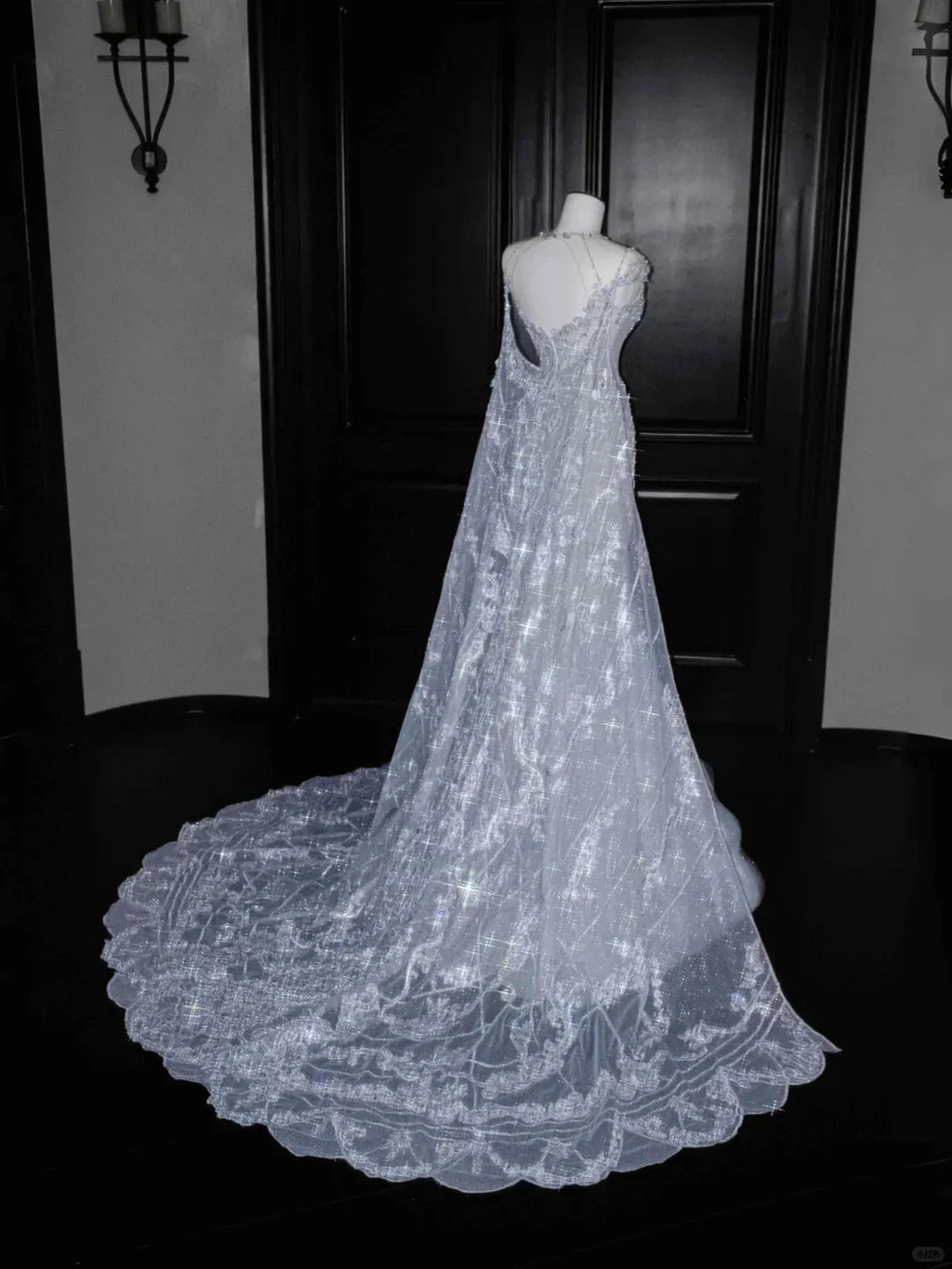 Classy Blue Tulle Beaded Mermaid Prom Dress,Formal Evening Dress Wedding Dress Y8655