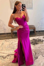 Sunnderly Abby |Mermaid Sweetheart Satain Prom Dress with Slit