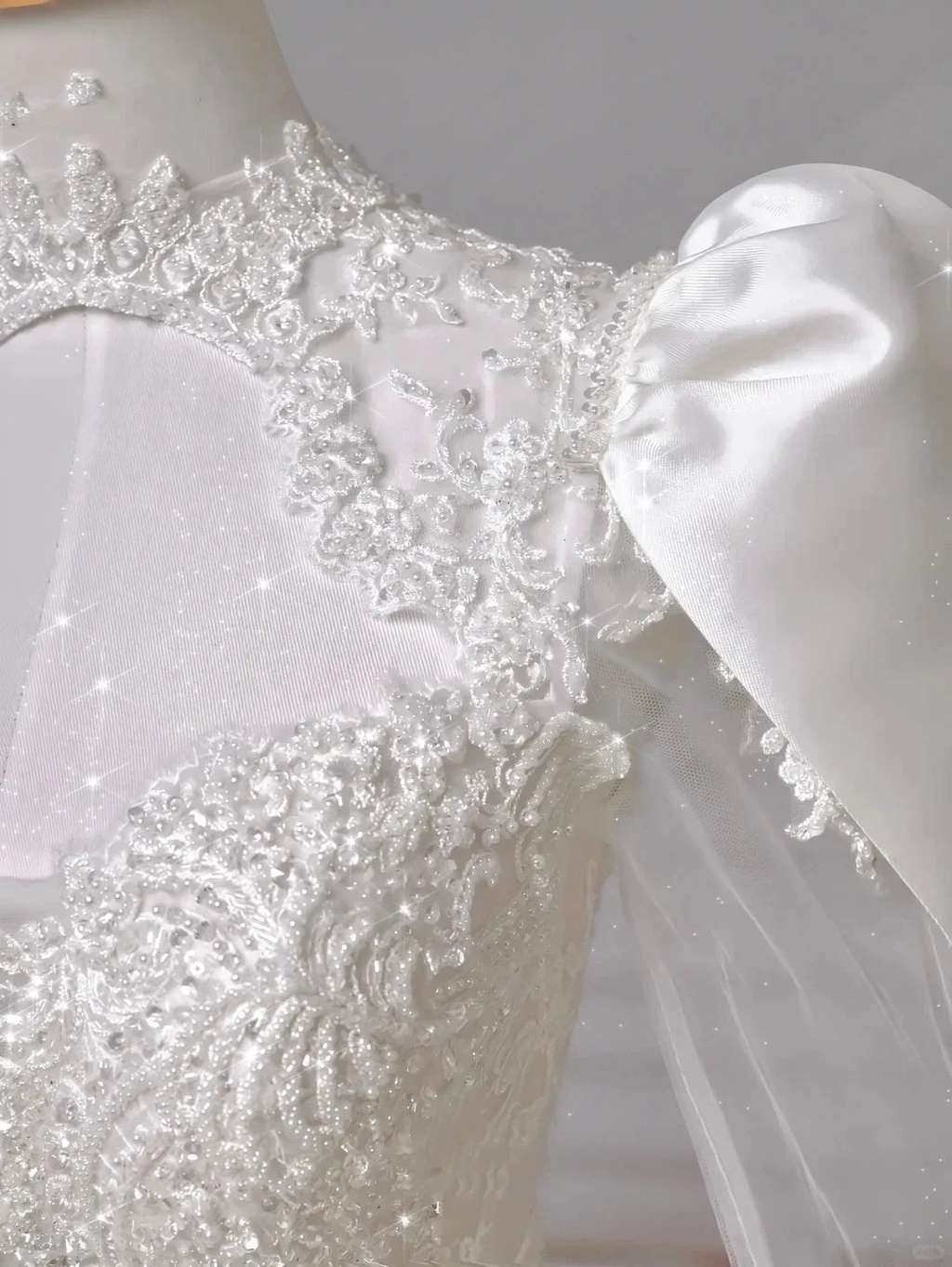 Gorgeous White Satin Lace Appliques A Line Wedding Dress,Formal Prom Dress Y8607