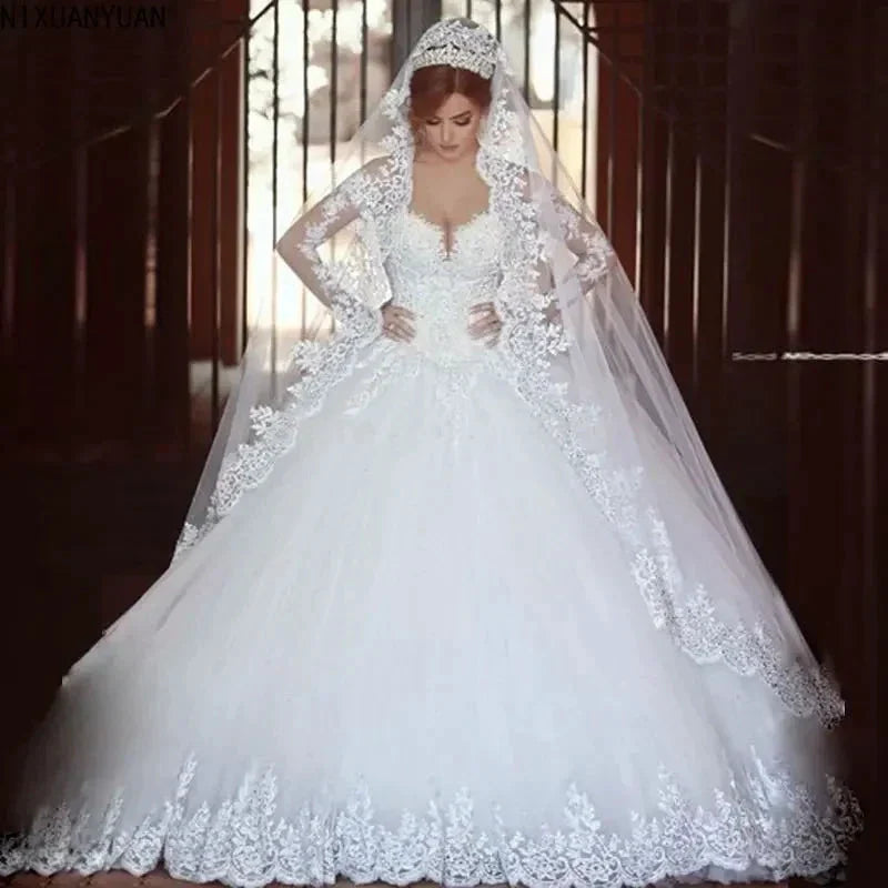 Formal Dresses Long Sleeve Wedding Dress Bridal Robe Ball Gown Special Occasion Dresses Bride Women Princess Trend Fairy