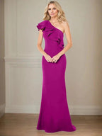 A-line One Shoulder Floor-Length Chiffon Mother of the Bride Dress With Ruffles