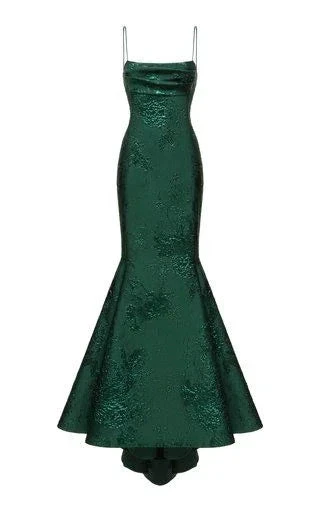 Emerald Green Spaghetti Straps Mermaid/Trumpet Prom Dress,Chic Evening Dress Y1800