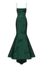 Emerald Green Spaghetti Straps Mermaid/Trumpet Prom Dress,Chic Evening Dress Y1800