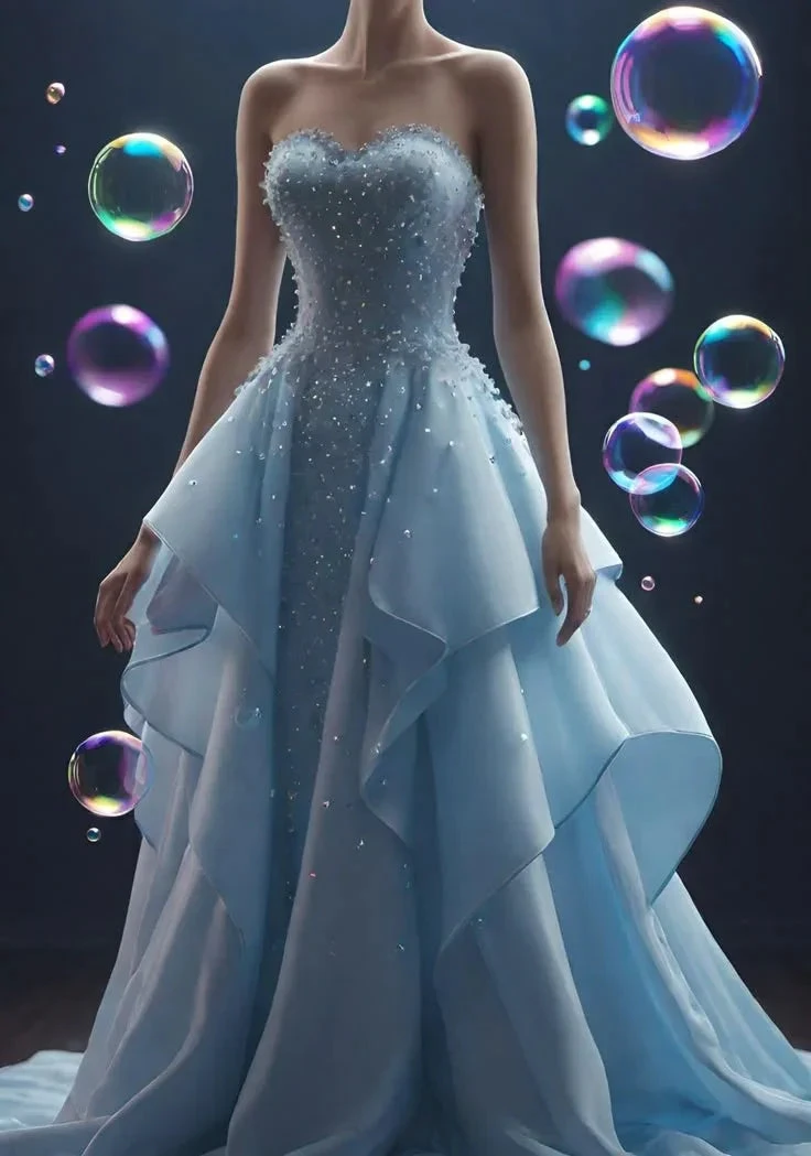 Elegant Strapless Blue Chiffon Beaded Evening Dress Formal Mermaid Prom Dress Y8338