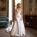 Gorgeous Country Mermaid Wedding Dress OverSkrit Cap Sleeves Elegant Lace Appliques Satin Peats Bride Dresses Vestidos De Novia