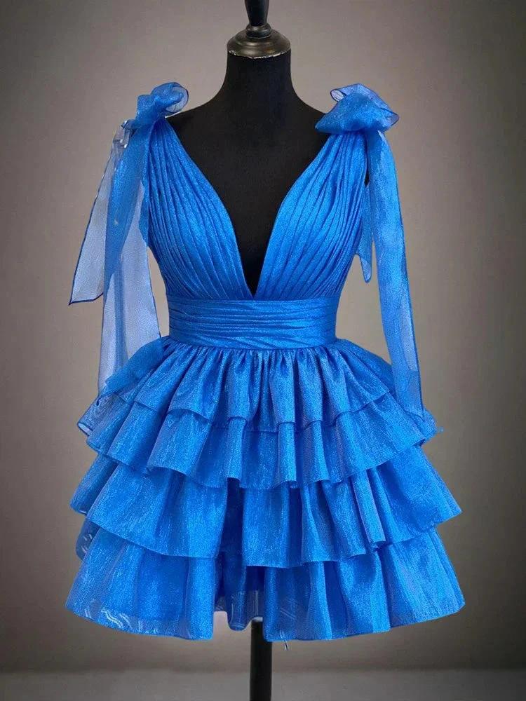 Gorgeous Deep V-neck Layers A Line Homecoming Dresses