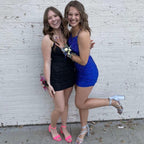 Gorgeous Short Royal Blue Tight Glitter Spaghetti Straps Homecoming Dress