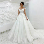 Gorgeous Women's Wedding Dresses A-Line 3D Lace Applique Bohemian Bridal Gowns Princess Formal Beach Party Sexy V-Neck 2023 Robe