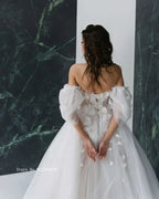 Graceful Hot Sale 3D FlowerWedding Dresses with Detachable Sleeves Wedding Gowns Sweetheart Bridal Dresses Open Back Appliqued