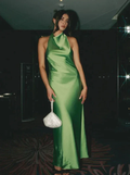 Sexy Halter Green Backless Prom Dress Long Evening Dress Y8230