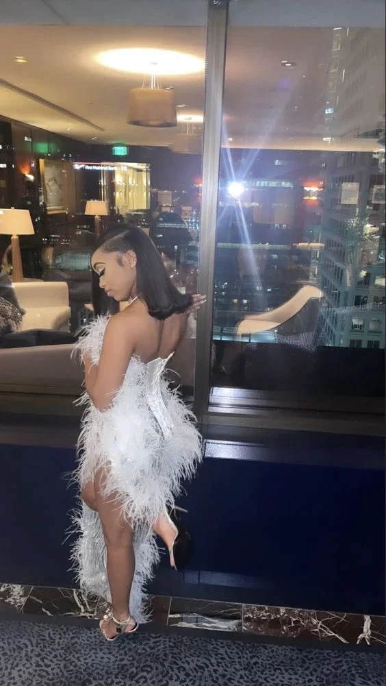 White Sexy Evening Dress Chic Prom Gown Y1877