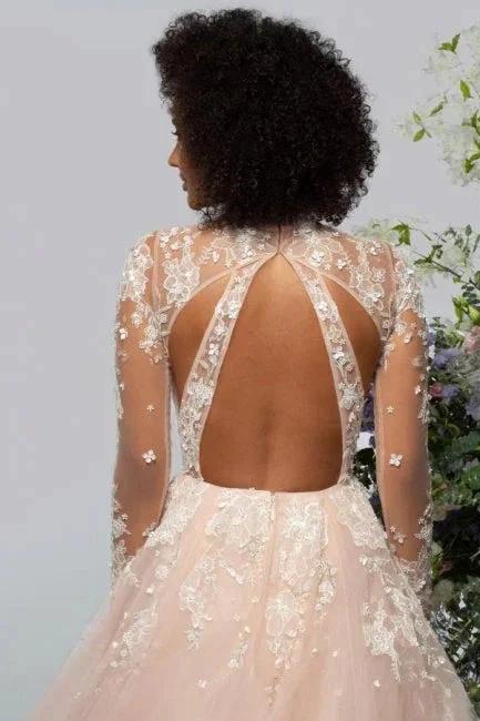 High neck Elegant Lace Long sleeves Wedding Dress