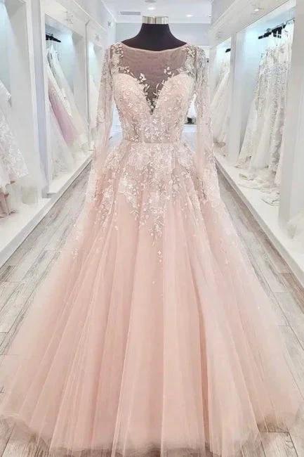 High neck Elegant Lace Long sleeves Wedding Dress