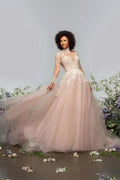 High neck Elegant Lace Long sleeves Wedding Dress