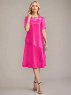 A-Line Scoop Knee-Length Mother of the Bride Dress With Applique & Sequins