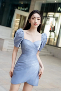 Vintage Blue Homecoming Dress Blue Cocktail Dress Y2542