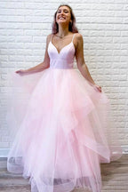 Inspired Prom Dress Ballgown Ruffles Pink Formal Gowns SYP39