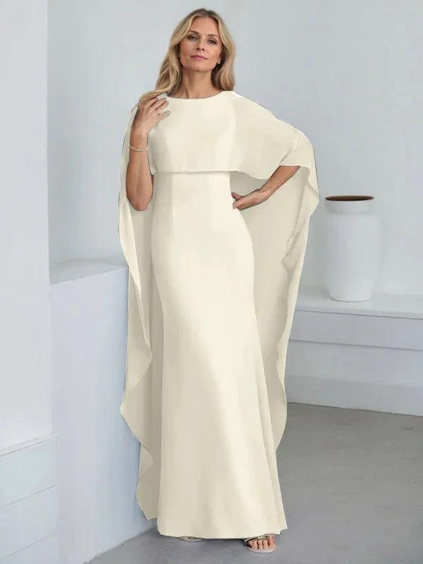 Sheath Scoop Floor-Length Chiffon Mother of the Bride Dress With Cascading Ruffles