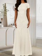 Dark Navy Mermaid Scoop Sequins Tulle Dress