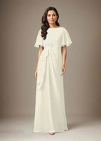Dark Navy Sheath Beaded Chiffon Dress
