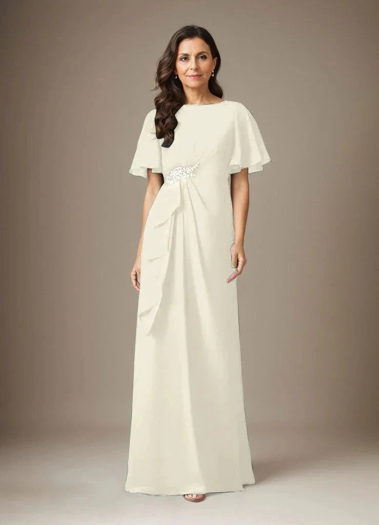 Dark Navy Sheath Beaded Chiffon Dress