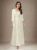 Plum A-Line Sequins Chiffon Dress