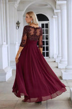 Women's Chiffon V Neck Tulle Embroidered Sequins Bridesmaid Evening Gown Prom Wedding Party Dress SY28129