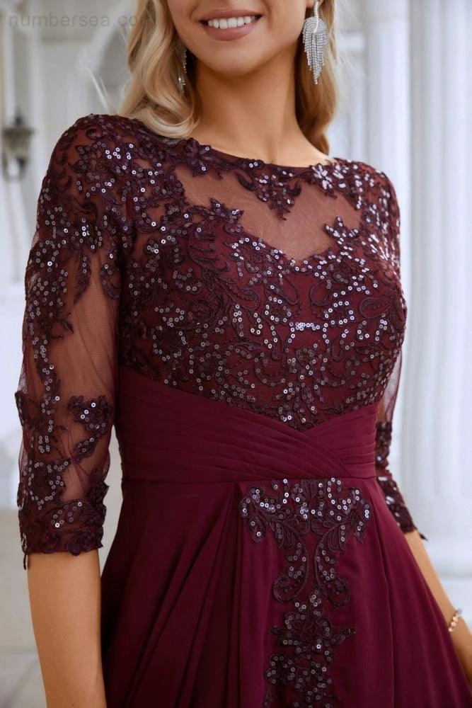 Women's Chiffon V Neck Tulle Embroidered Sequins Bridesmaid Evening Gown Prom Wedding Party Dress SY28129