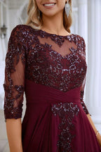 Women's Chiffon V Neck Tulle Embroidered Sequins Bridesmaid Evening Gown Prom Wedding Party Dress SY28129