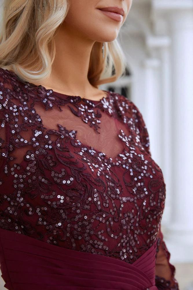 Women's Chiffon V Neck Tulle Embroidered Sequins Bridesmaid Evening Gown Prom Wedding Party Dress SY28129