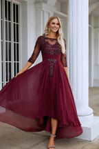 Women's Chiffon V Neck Tulle Embroidered Sequins Bridesmaid Evening Gown Prom Wedding Party Dress SY28129