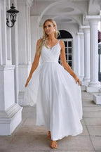 Ladies Spaghetti Strap Belt Chiffon Bridesmaid Evening Dress Prom Wedding Party Evening Dress 28134