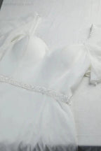 Ladies Chiffon Ruffle Sleeve Front Slit Bridesmaid Evening Dress Prom Wedding Party Evening Dress 28115